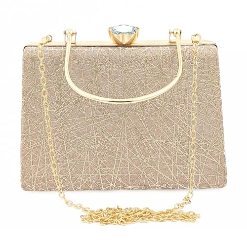Zaib Bridal Partyware Clutch for Women – Elegant Evening Purse, Wedding Accessories, Satin Shoulder Bag for Brides, Bridesmaids, Formal Occasions, Prom, and Cocktail Parties (Golden - 50 No) - Image 1