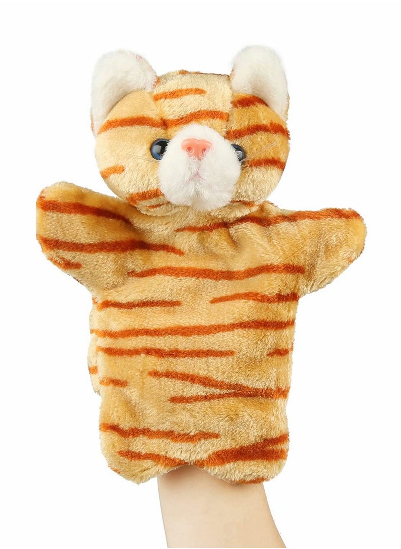 SYOSI Cat Hand Puppet, Cute Plush Puppet Toy Finger Doll Parent-child Interactive Toy Gift for Storytelling Teaching Preschool Role- Play Toy  - Image 1