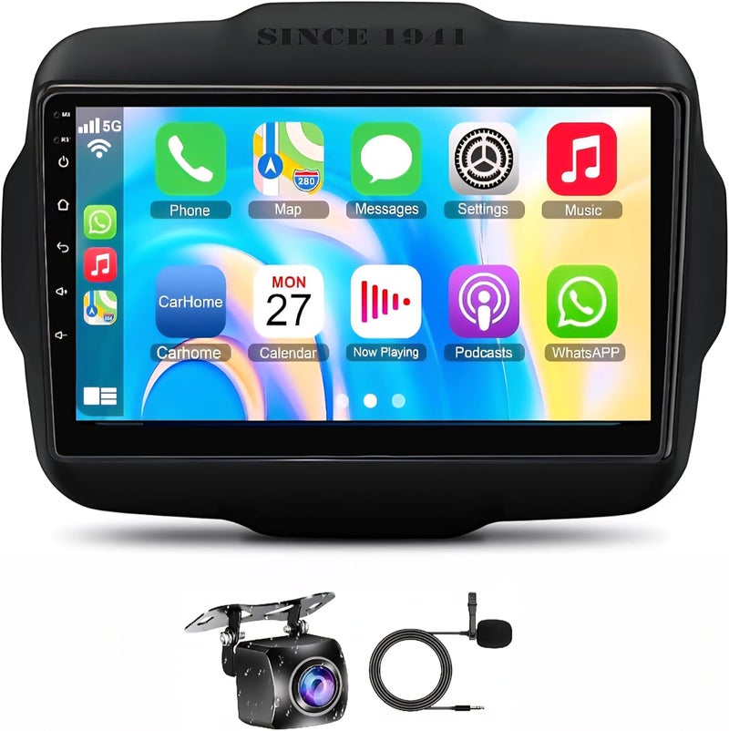 Vierex Car Stereo for Jeep Renegade Android Screen Renegade 2015-2021 Support Carplay Android Auto Wireless WiFi DSP FM&AM BT AHD Camera (8GB RAM Carplay 8CORE) - Image 1