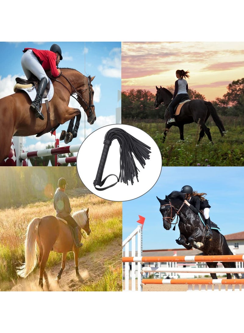 Soft Leather Riding Whip with Tassel - Ideal for Teaching, Training, and Short Television Props (Black) - Image 3