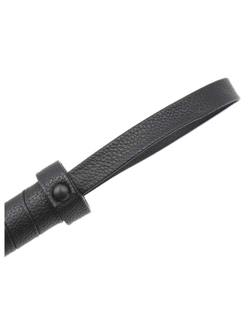 Soft Leather Riding Whip with Tassel - Ideal for Teaching, Training, and Short Television Props (Black) - Image 4