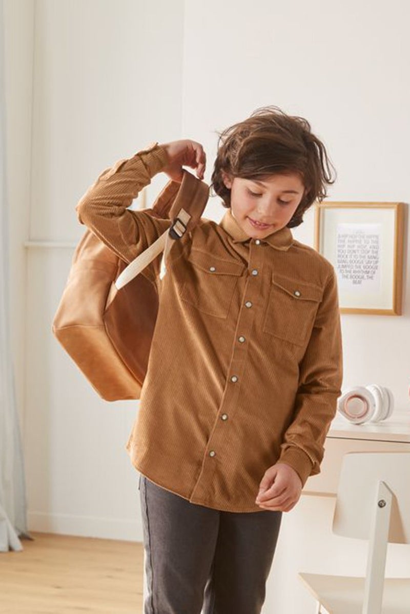 Tchibo Kids Boy Button Down Textured Jacket, Brown  - Image 1