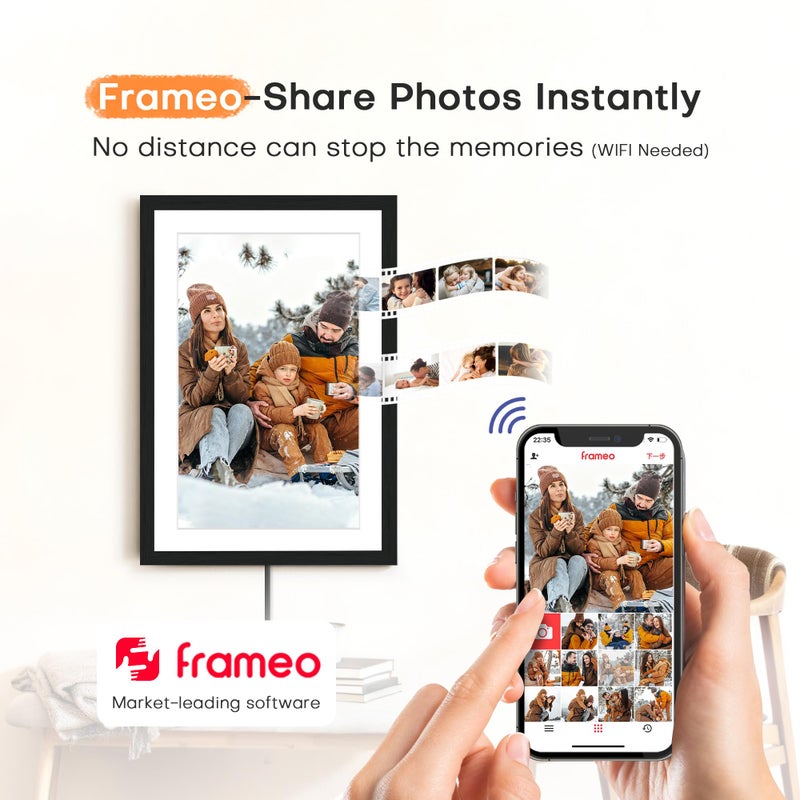 Pastigio 10.1 Inch Digital Picture Frame, Frameo Digital Photo Frame WiFi, Electric Slideshow 1280 * 800IPS Touch Screen, Auto-Rotate, Share Videos Pictures Slideshow, 32GB Memory, Gifts for Family - Image 4