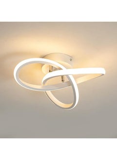 Arabest Modern LED Ceiling Light, Round Geometry Ceiling Lamp, Chic Chandelier Tricolor for Hallway, Living Room, Bedroom 24W Dia 25CM (White)  - Image 1
