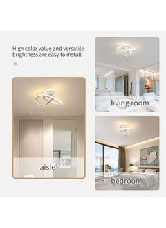 Arabest Modern LED Ceiling Light, Round Geometry Ceiling Lamp, Chic Chandelier Tricolor for Hallway, Living Room, Bedroom 24W Dia 25CM (White)  - Image 4