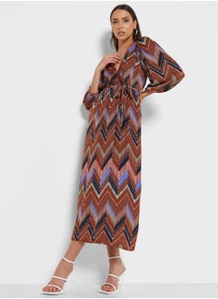 Tie Detail Printed Dress