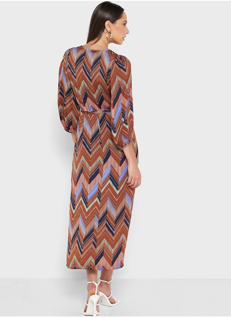 ONLY - Tie Detail Printed Dress - Image 1