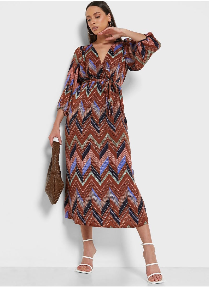ONLY - Tie Detail Printed Dress - Image 1