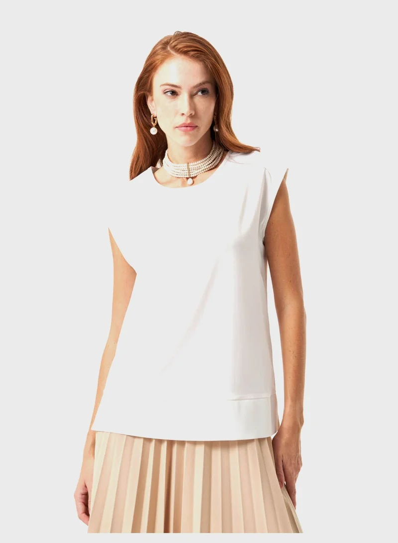 MIZALLE Crew Neck Top