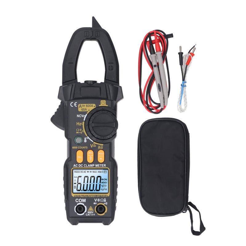 Digital Clamp Meter Multimeter 6000 Count LCD AC DC Volt Amp Diode Temp Hz Ohms Capacitance Tester Electrican Tool PN108 - Image 1