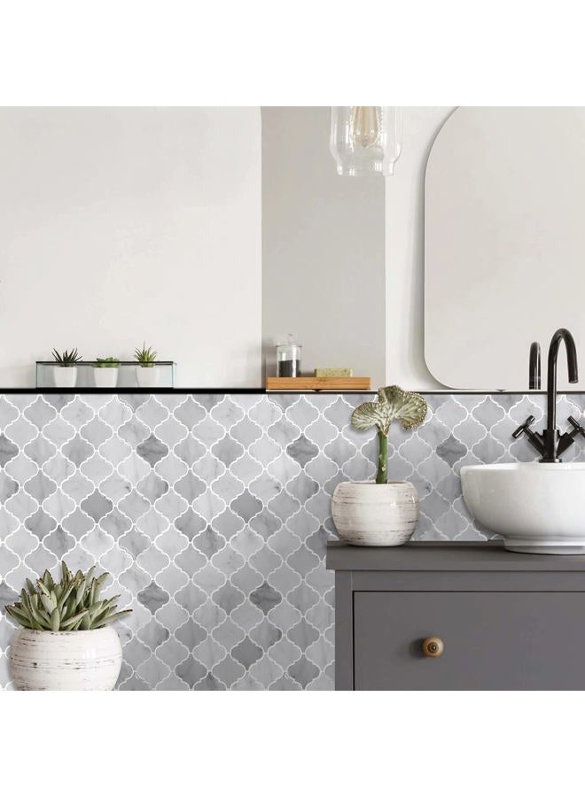 WalDecoo Arabesque Peel and Stick Tile for Kitchen, 12” X 12” Mix Grey Self-Adhesive Kitchen Backsplash in Marble, 10-Sheet 3D Self-Adhesive Wall Tile Stick on Tiles Backsplash(Thicker Design) - Image 2