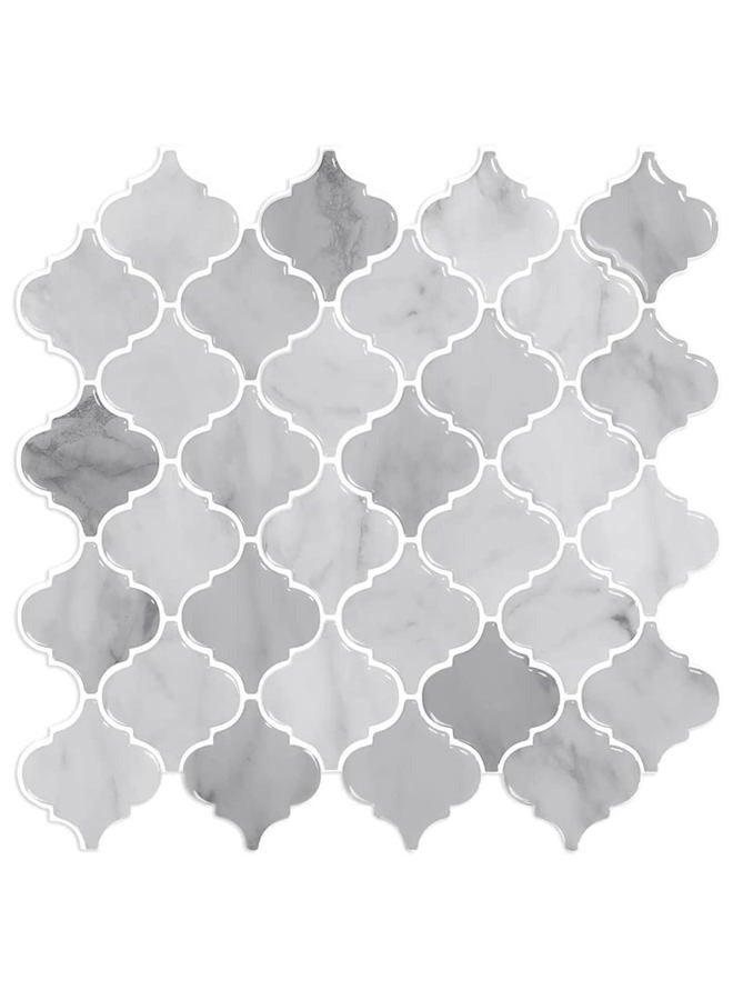WalDecoo Arabesque Peel and Stick Tile for Kitchen, 12” X 12” Mix Grey Self-Adhesive Kitchen Backsplash in Marble, 10-Sheet 3D Self-Adhesive Wall Tile Stick on Tiles Backsplash(Thicker Design) - Image 1