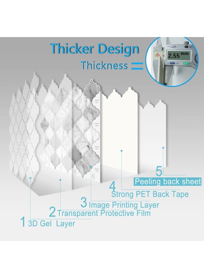WalDecoo Arabesque Peel and Stick Tile for Kitchen, 12” X 12” Mix Grey Self-Adhesive Kitchen Backsplash in Marble, 10-Sheet 3D Self-Adhesive Wall Tile Stick on Tiles Backsplash(Thicker Design) - Image 4