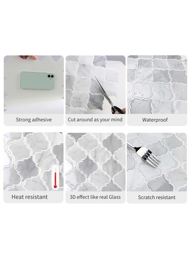 WalDecoo Arabesque Peel and Stick Tile for Kitchen, 12” X 12” Mix Grey Self-Adhesive Kitchen Backsplash in Marble, 10-Sheet 3D Self-Adhesive Wall Tile Stick on Tiles Backsplash(Thicker Design) - Image 5