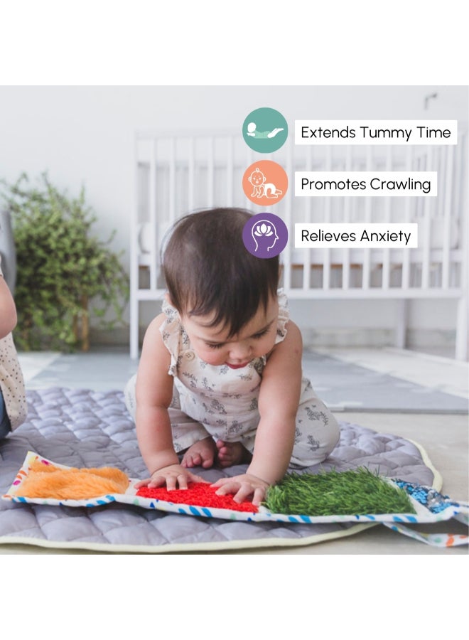 Curious Cub حصيرة نسيج حسية 5 نسيج مختلف للأطفال والرضع نشاط تحفيز حسي لعبة تطوير حسي لعبة مونتيسوري لعب حسي، 1 قطعة، متعدد الألوان - Image 3