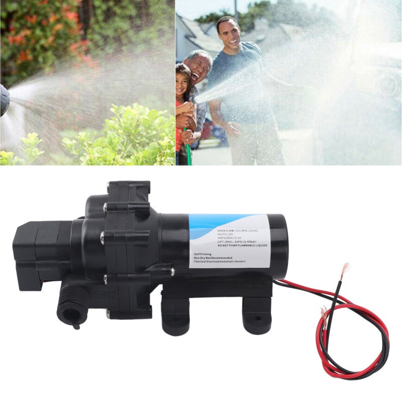 12V DC Water Transfer Pump - Powerful Self-Priming Function, Misting Cleaning Feature, Sturdy Plastic Construction for RV, Marine, Sump & Automotive Use - Image 1