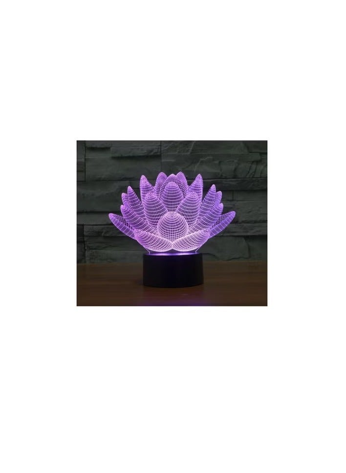 SM4U 3D Illusion Night Light Lotus Flower 7 Colors Changing Table Desk Deco Lamp Bedroom Children Room 