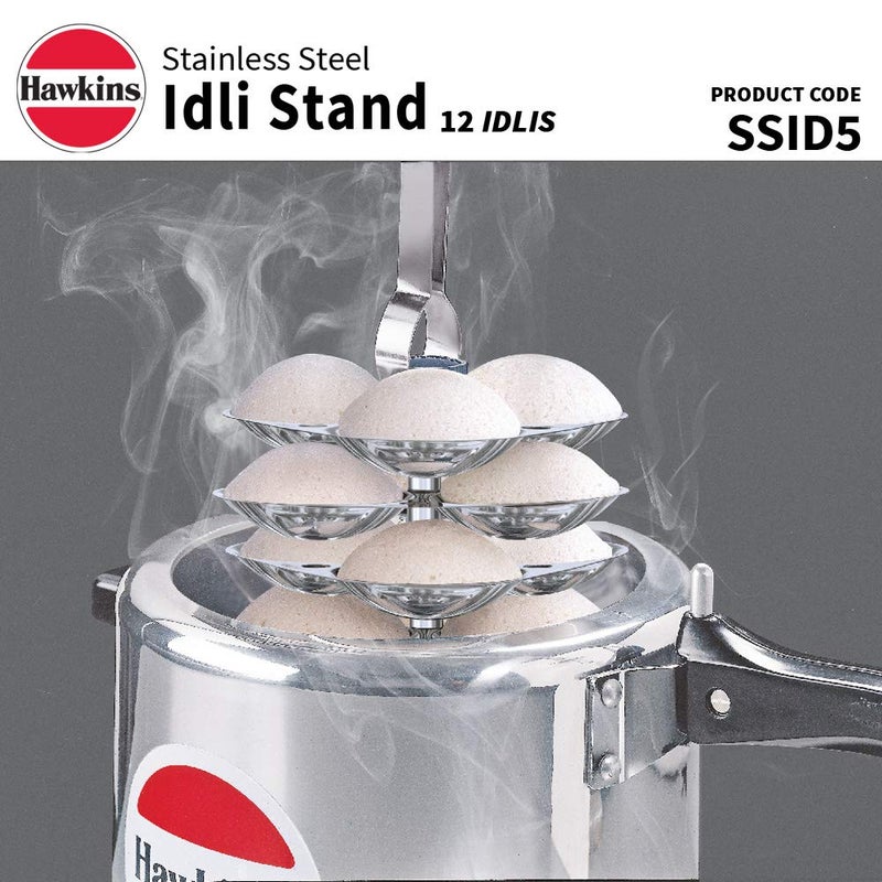 Hawkins Stainless Steel Idli Stand - 12 Idlis, (For 5 Litre and bigger Pressure Cooker), Silver (SSID5) - Image 5