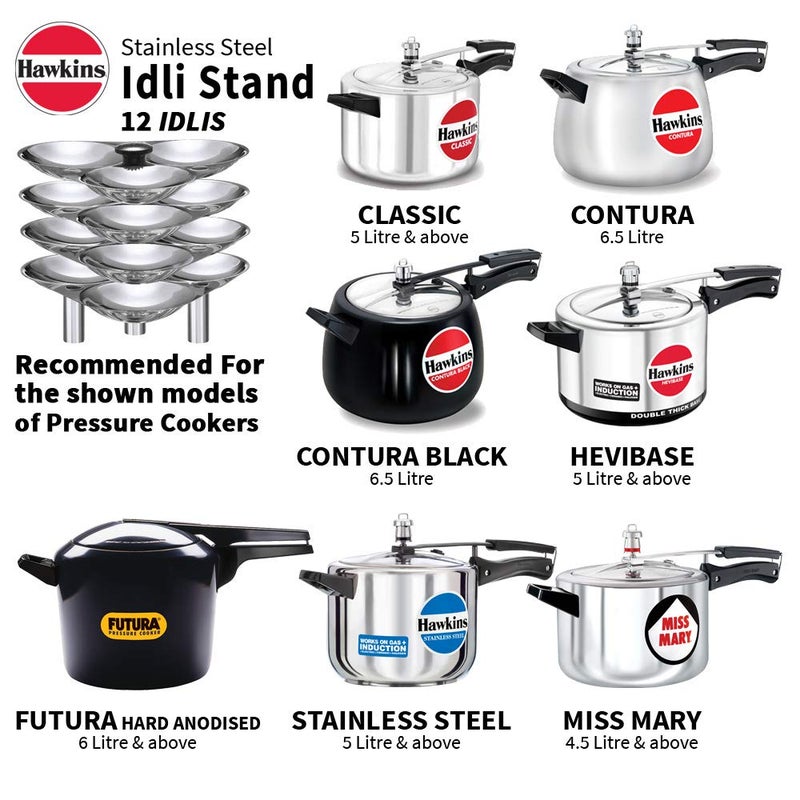 Hawkins Stainless Steel Idli Stand - 12 Idlis, (For 5 Litre and bigger Pressure Cooker), Silver (SSID5) - Image 4