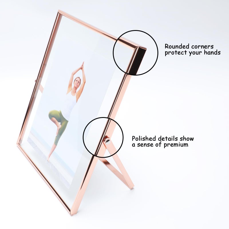 أهاجو Ahago Rose Gold Floating Floating (8 ""؟ 10 "" مجموعة رأسية 2) للصورة 7x9 6x8 5x7 إطارات صور الطاولة على الطاولة هدية راقية لعيد ميلاد العيد أو منزل الزفاف أو المكتب د؟ - Image 3