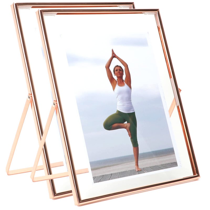 أهاجو Ahago Rose Gold Floating Floating (8 ""؟ 10 "" مجموعة رأسية 2) للصورة 7x9 6x8 5x7 إطارات صور الطاولة على الطاولة هدية راقية لعيد ميلاد العيد أو منزل الزفاف أو المكتب د؟ - Image 1