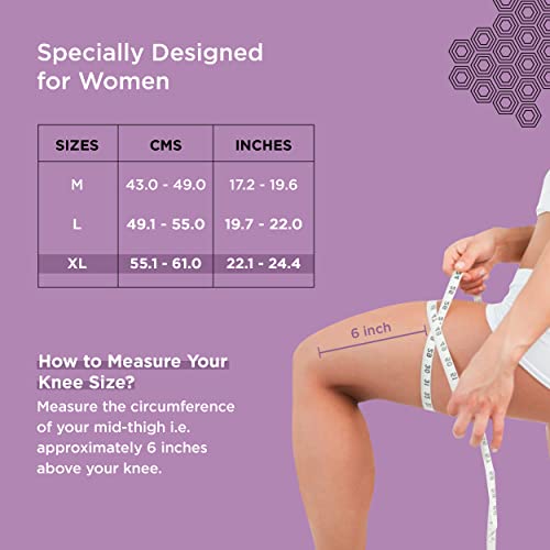 TruHabit Knee Caps for Women (XL) Advanced Compression & Anti-Slip Knee Support for Women; Knee Support for Gym Squats, Pain Relief, Sports Workout; Knee Cap for Women with 4-Way Stretch (1 Pair) - Image 3