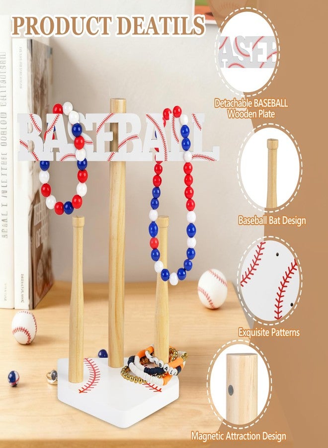 AKAIXI Home Plate Baseball Necklace Holder, BASEBALL Sign Championship Ring Display Stand, Baseball jewelry Accessories Organizer Dresser Decor for Men Baseball Mom Lovers Team Player Coach Gift - Image 3