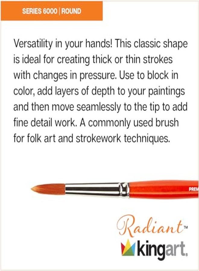 KINGART Radiant 6000-18/0 Round Series Premium Golden Synthetic Brushes for Acrylic, Oil and Watercolor - Image 3