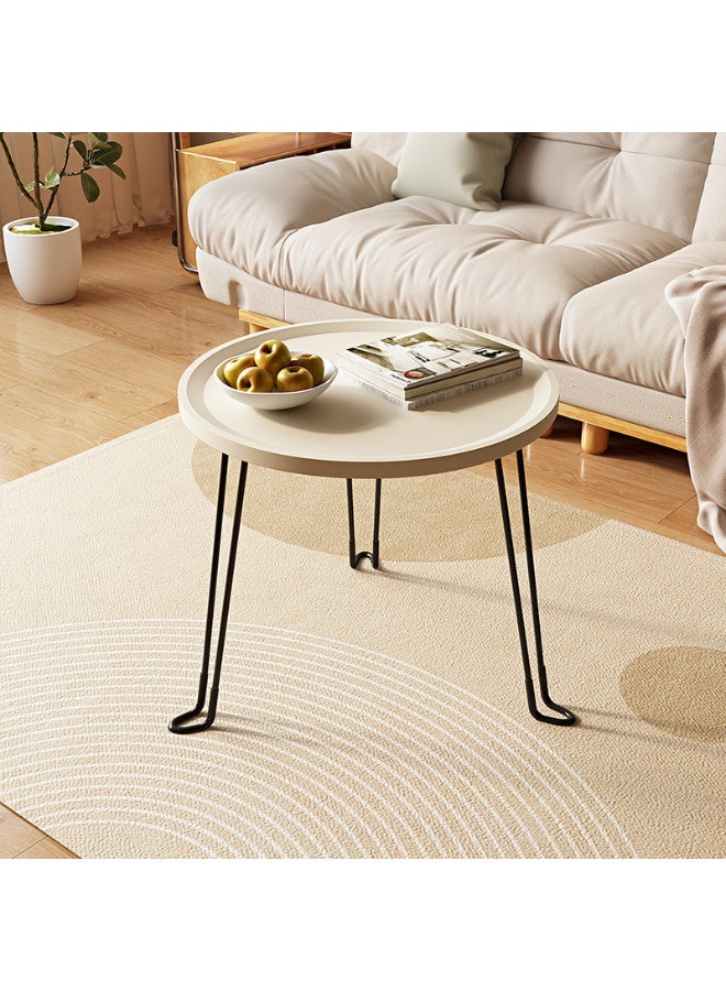 طاولة قهوة قابلة للطي، طاولة قهوة محمولة قابلة للتحريك، طاولات قهوة/شاي دائرية عصرية، طاولة مركزية، طاولة جانبية لغرفة المعيشة، غرفة النوم، أثاث مكتبي، سهلة التركيب، 46 سم، لون أبيض - Image 3