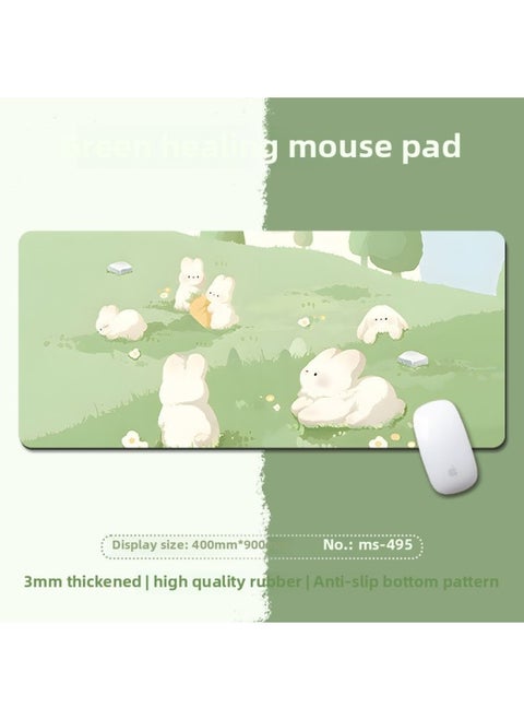 Small Fresh Green Wrist Mouse Pad Oversized Simple Literature Learning Desk Pad For Boys And Girls Children's Table Pad-Color:400x900mm5mm-Pattern:MS-495