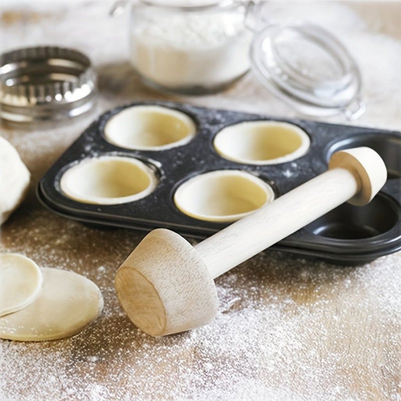 2 Pcs Wooden Double Sided Egg Tart Mold Tart Tamper Baking Tool For Pie Crust And Tart Shell Making - Image 1
