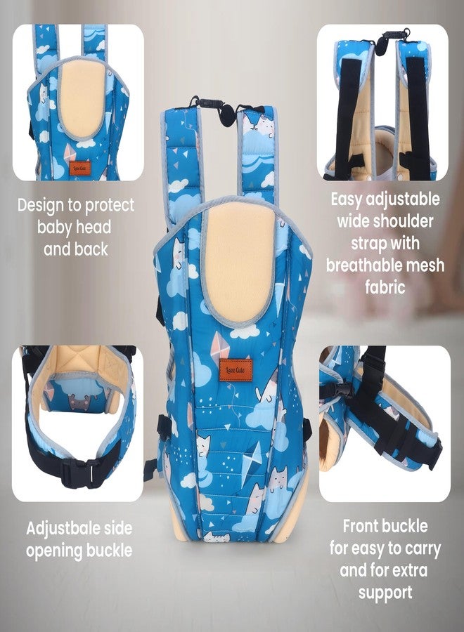 Laee Cute Baby Carrier Bag – Soft & Comfortable Baby Carrying Sling with Printed Design, Adjustable Straps, Front & Back Carry for Newborns & Toddlers (Blue) - Image 4
