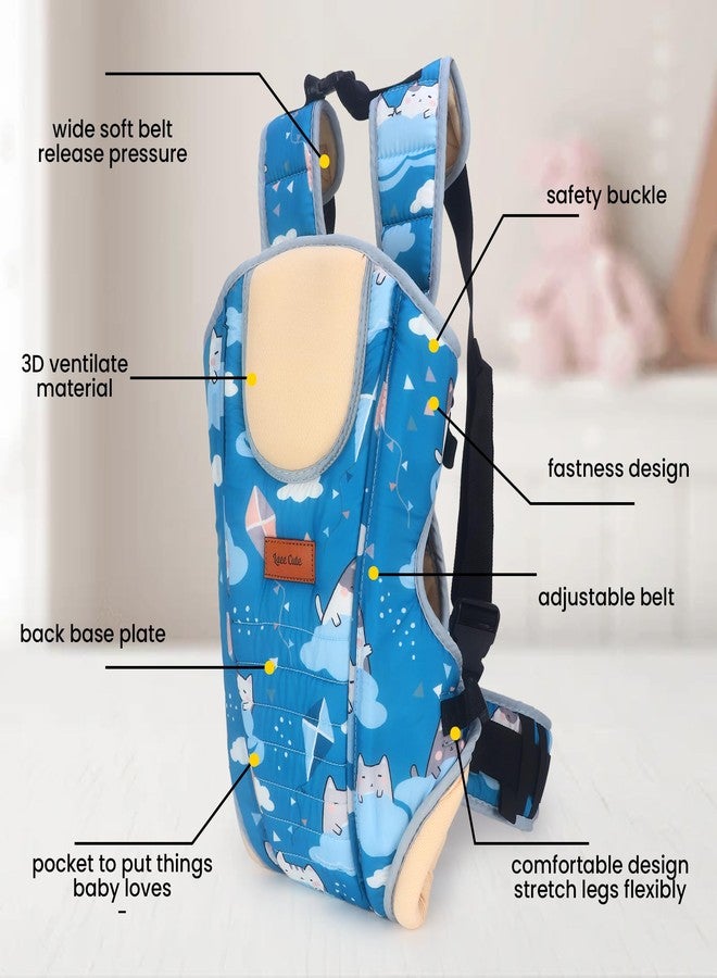 Laee Cute Baby Carrier Bag – Soft & Comfortable Baby Carrying Sling with Printed Design, Adjustable Straps, Front & Back Carry for Newborns & Toddlers (Blue) - Image 3