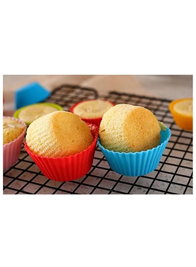 Reusable Silicone Cupcake Baking Cups 24 Pack, 2.75 inch Cups, & Non-stick Muffin Liners for Party  ,6 Rainbow Colors (Pack of 24,Multicolor) - Image 3