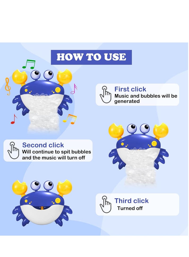 Crab Bubble Machine Bath Toy, Automatic Bubble Maker Baby Bath Toys, Blow Bubbles and Plays Children’s Songs, Birthday Gift for Kids Blue - Image 2