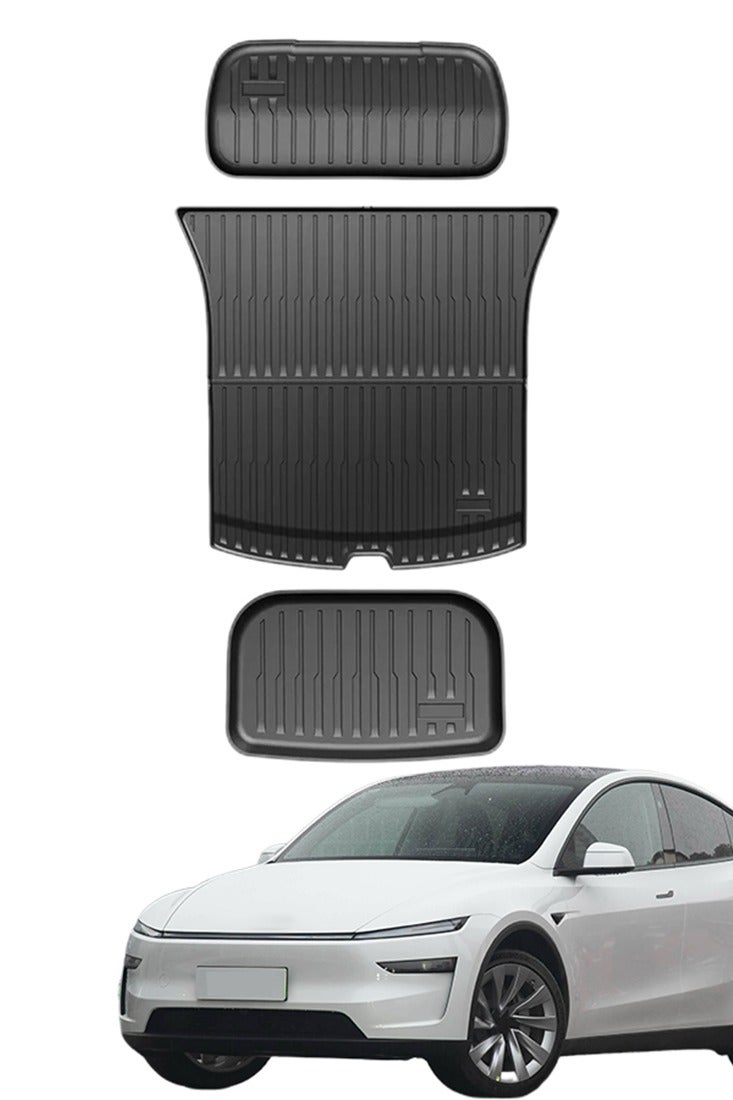 Generic 3-piece car trunk, suitable for 2025 model, Tesla Model Y car trunk mat, wear-resistant, easy to clean, high-end, material: TPE. - Image 1