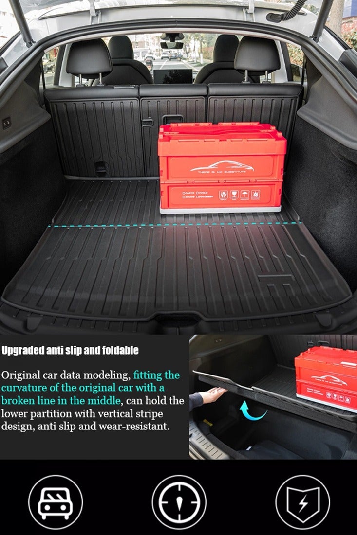 Generic 3-piece car trunk, suitable for 2025 model, Tesla Model Y car trunk mat, wear-resistant, easy to clean, high-end, material: TPE. - Image 4