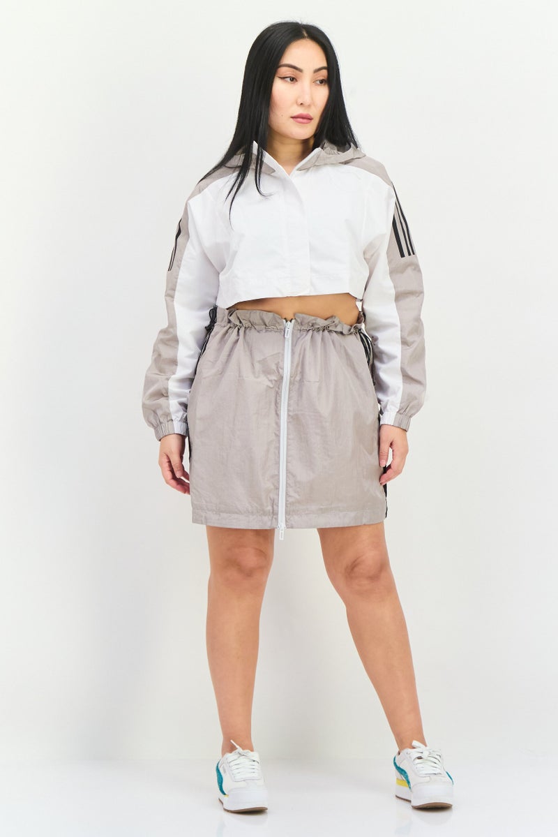 Adidas Women Sportswear Fit Long Sleeve Outdoor Detachable Jacket, White - Image 4