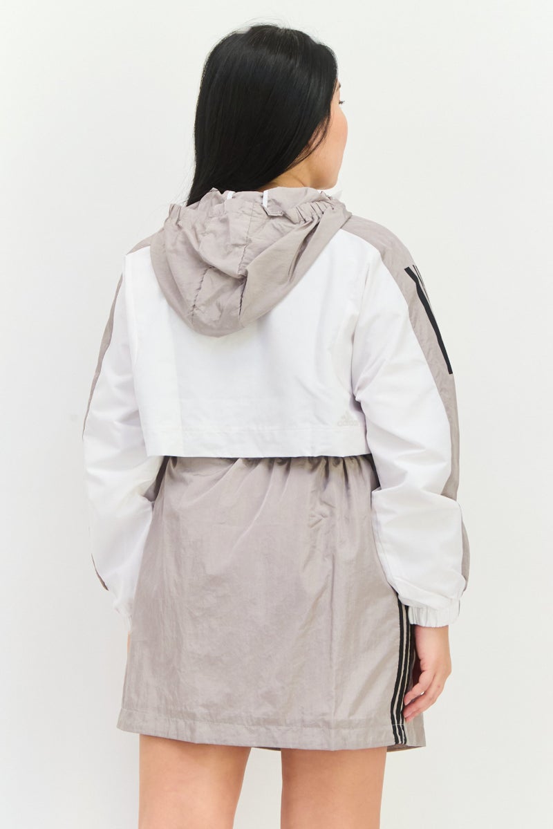 Adidas Women Sportswear Fit Long Sleeve Outdoor Detachable Jacket, White - Image 3