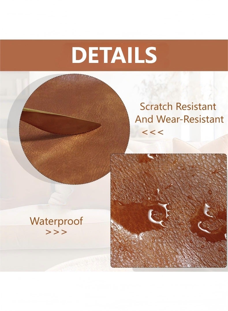 JUNYOUK Set of 2 Throw Pillow Covers, PU leather Pillow Cases, Decorative Modern Pillow Cushion Case for Couch Bedroom Living Room (Brow, 18 x 18 Inch) - Image 5