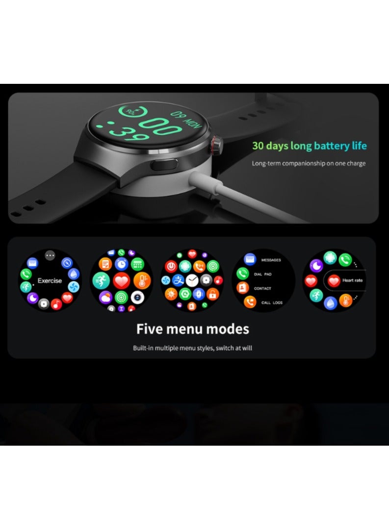 Smart Watch GT4 PRO With Bluetooth Calling Function (Answer/Make Calls), Fitness Tracking Watch With Sleep Monitoring Function, Suitable For IPhone/Android, IP68 Waterproof (Black silicone + Black s - Image 5
