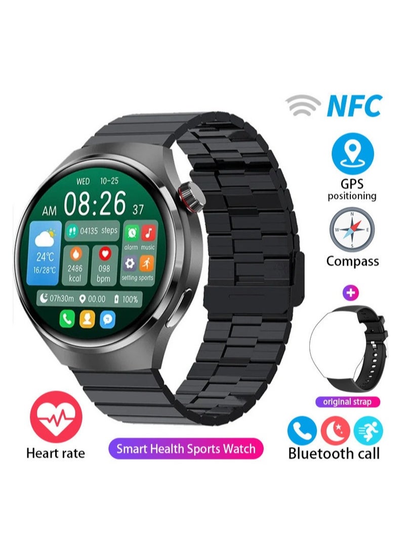 Smart Watch GT4 PRO With Bluetooth Calling Function (Answer/Make Calls), Fitness Tracking Watch With Sleep Monitoring Function, Suitable For IPhone/Android, IP68 Waterproof (Black silicone + Black s - Image 2