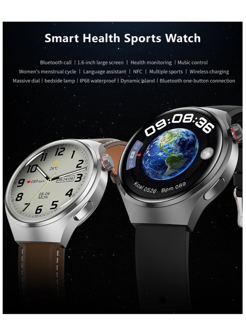 Smart Watch GT4 PRO With Bluetooth Calling Function (Answer/Make Calls), Fitness Tracking Watch With Sleep Monitoring Function, Suitable For IPhone/Android, IP68 Waterproof (Black silicone + Black s - Image 3