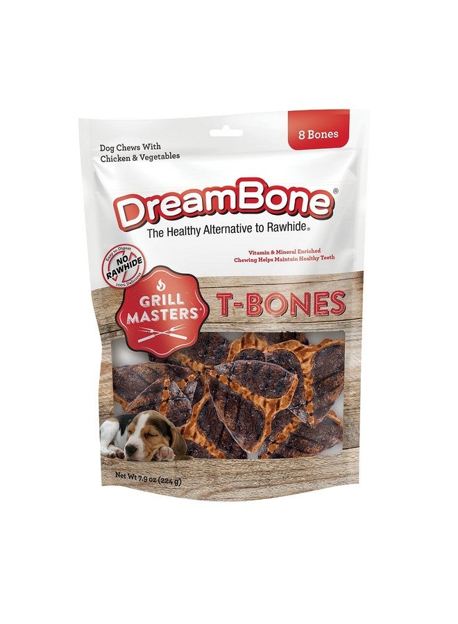 DreamBone Grill Masters TBones 8 Count, Small, RawhideFree Chews For Dogs - Image 1
