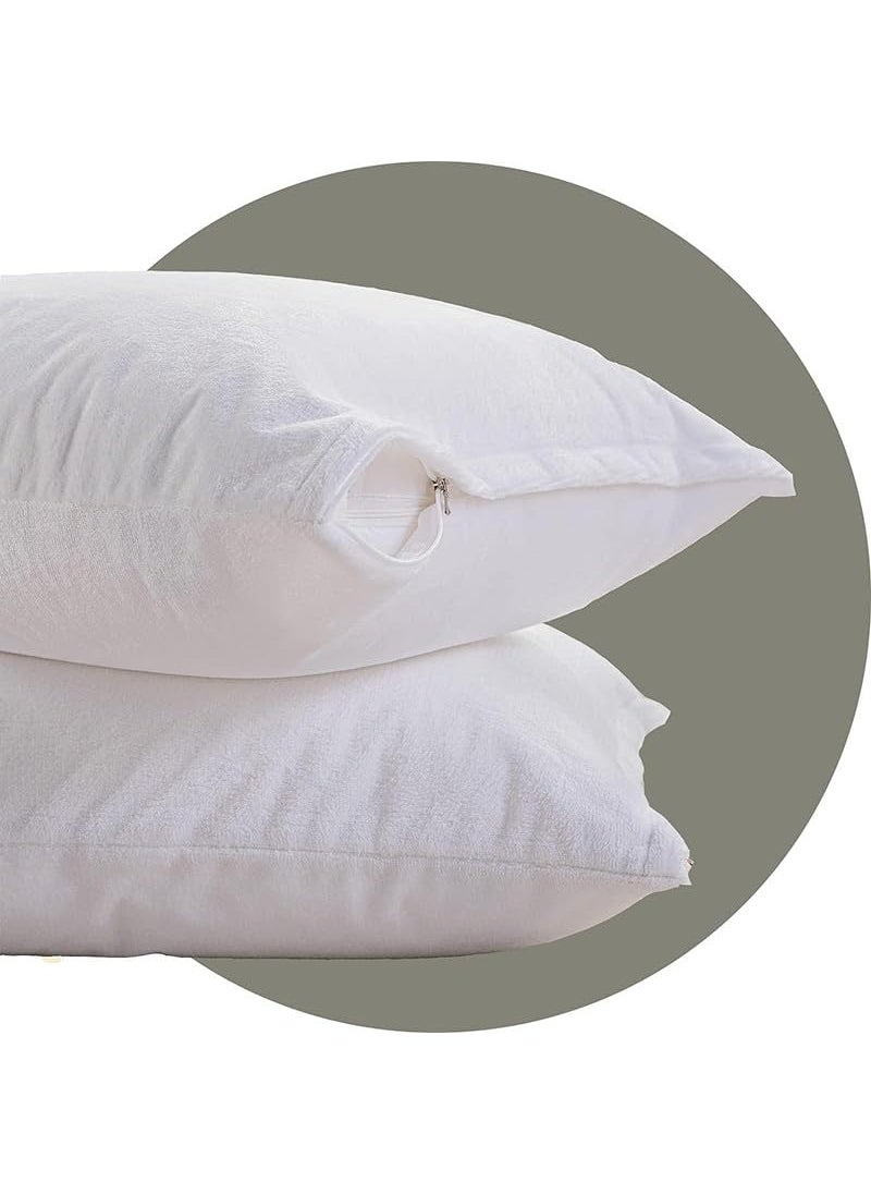 AMAR HOMES COMFORTABLE SLEEP Amar Homes 100 Water Resistant Pillow Protector Terry Cotton 220 GSM White Pack of 4 16x24 Zippered Closure Complete Protection Against Water Spills Dust Mites Bedbugs and Allergens  - Image 3