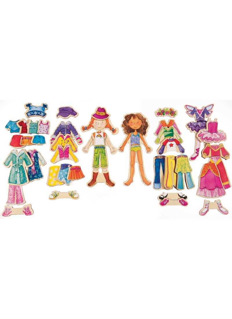Bendon Bendon TS Shure Daisy Girls 40-Piece Wooden Magnetic Dress Up Doll 50463  - Image 2