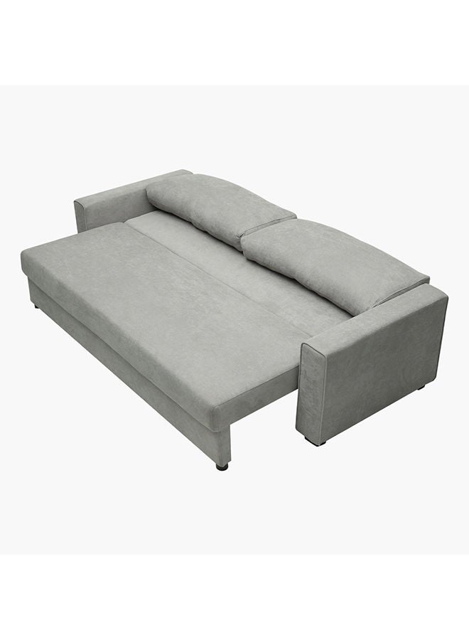 Home Box Cyrus Pull-Out 3 Seater Grey Sofa Bed With Storage And 2 Cushions 223x42x84cm - Image 3