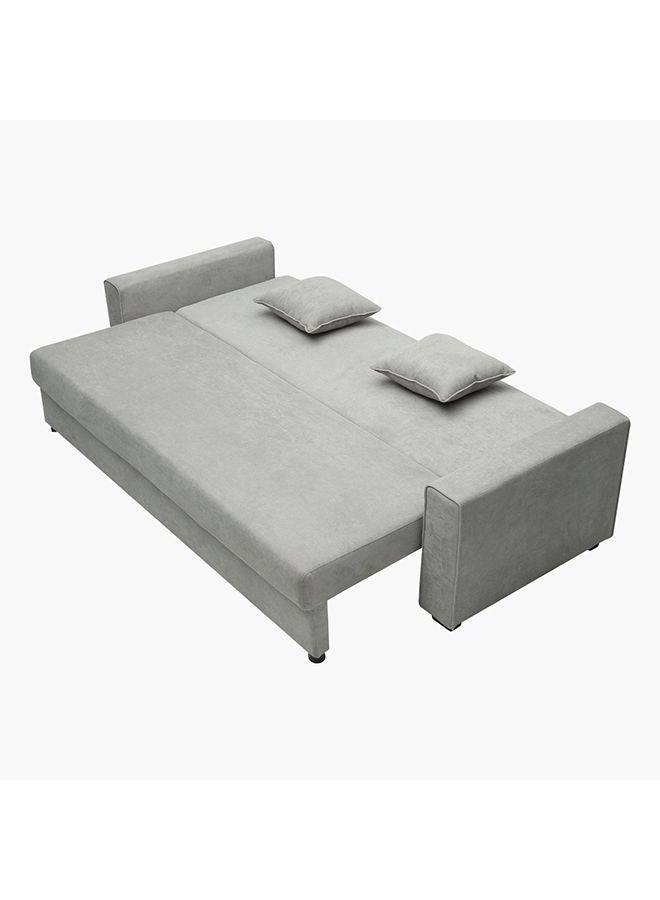 Home Box Cyrus Pull-Out 3 Seater Grey Sofa Bed With Storage And 2 Cushions 223x42x84cm - Image 5