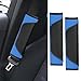 ongfuwu 2PCS Car Seat Belt Cover Pad Soft Carbon Fiber Leather Seatbelt Shoulder Protector for a More Comfortable Driving Universal Safety Belt Strap Cover to Protect Your Neck Blue - Image 2