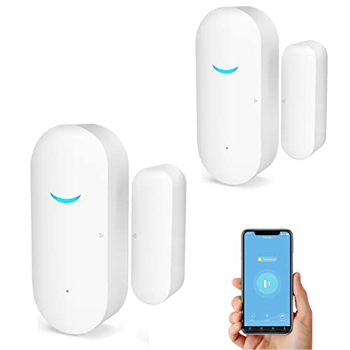 SENCKIT 2-Pack WiFi Door and Window Sensors,Tuya Smart Alarm with Free Notification APP Control Home Security Alarm System, No Hub Required,Compatible with Alexa, Google Home - Image 1